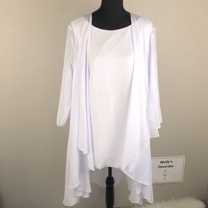 NWOT Lanting Bride Women's Chiffon Two-piece Sheer Tank Top Kimono White
